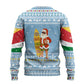 Seychelles Christmas Ugly Christmas Sweater Ocean Blue Marlin Fish Artwork and Surfing Santa Motif - African Pride