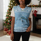 Seychelles Christmas Knitted V-Neck Vest Ocean Blue Marlin Fish Artwork and Surfing Santa Motif - African Pride