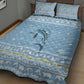 Seychelles Christmas Quilt Bed Set Ocean Blue Marlin Fish Artwork and Surfing Santa Motif - African Pride