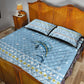 Seychelles Christmas Quilt Bed Set Ocean Blue Marlin Fish Artwork and Surfing Santa Motif - African Pride