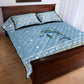 Seychelles Christmas Quilt Bed Set Ocean Blue Marlin Fish Artwork and Surfing Santa Motif - African Pride