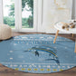 Seychelles Christmas Round Carpet Ocean Blue Marlin Fish Artwork and Surfing Santa Motif - African Pride