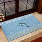 Seychelles Christmas Rubber Doormat Ocean Blue Marlin Fish Artwork and Surfing Santa Motif - African Pride