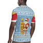 Seychelles Christmas Rugby Jersey Ocean Blue Marlin Fish Artwork and Surfing Santa Motif - African Pride