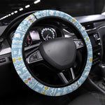 Seychelles Christmas Steering Wheel Cover Ocean Blue Marlin Fish Artwork and Surfing Santa Motif - African Pride