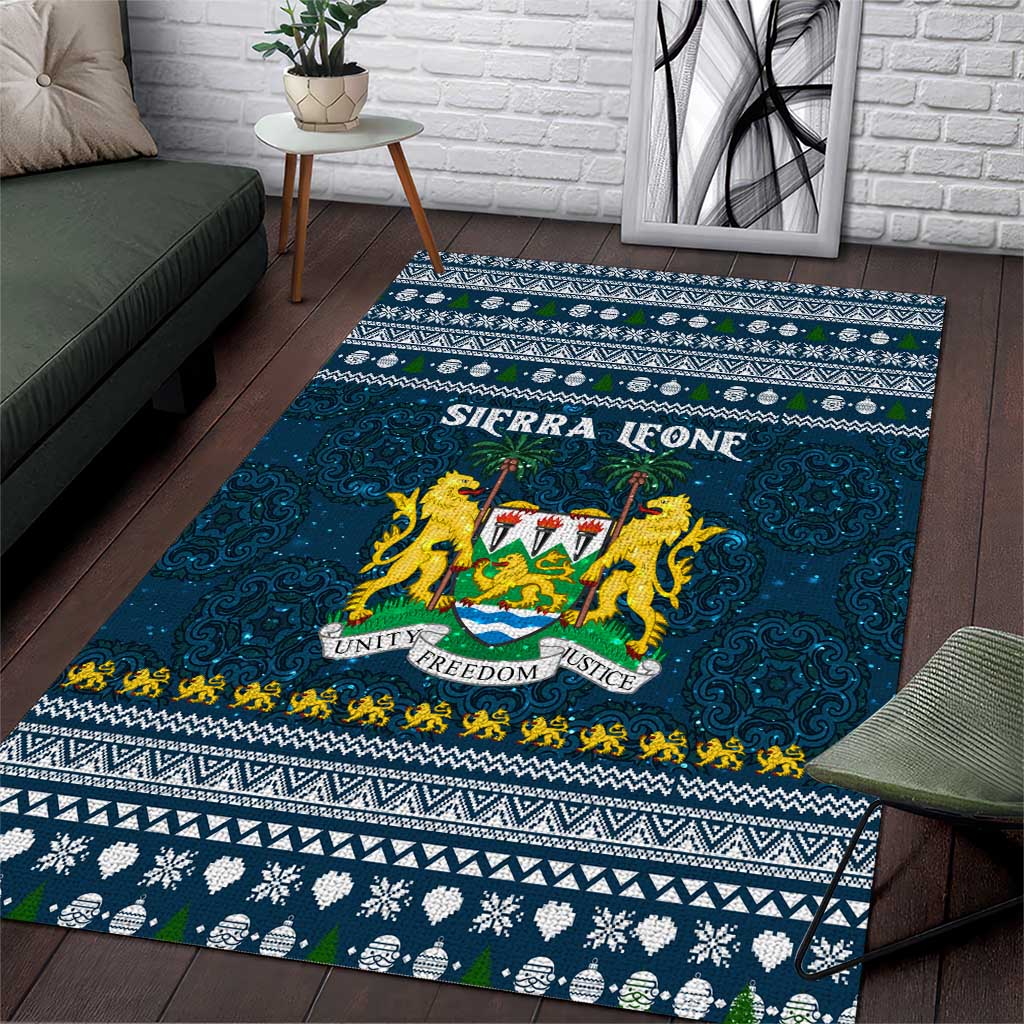 Sierra Leone Christmas Area Rug Ornamental Coat of Arms and Festive Motif - African Pride
