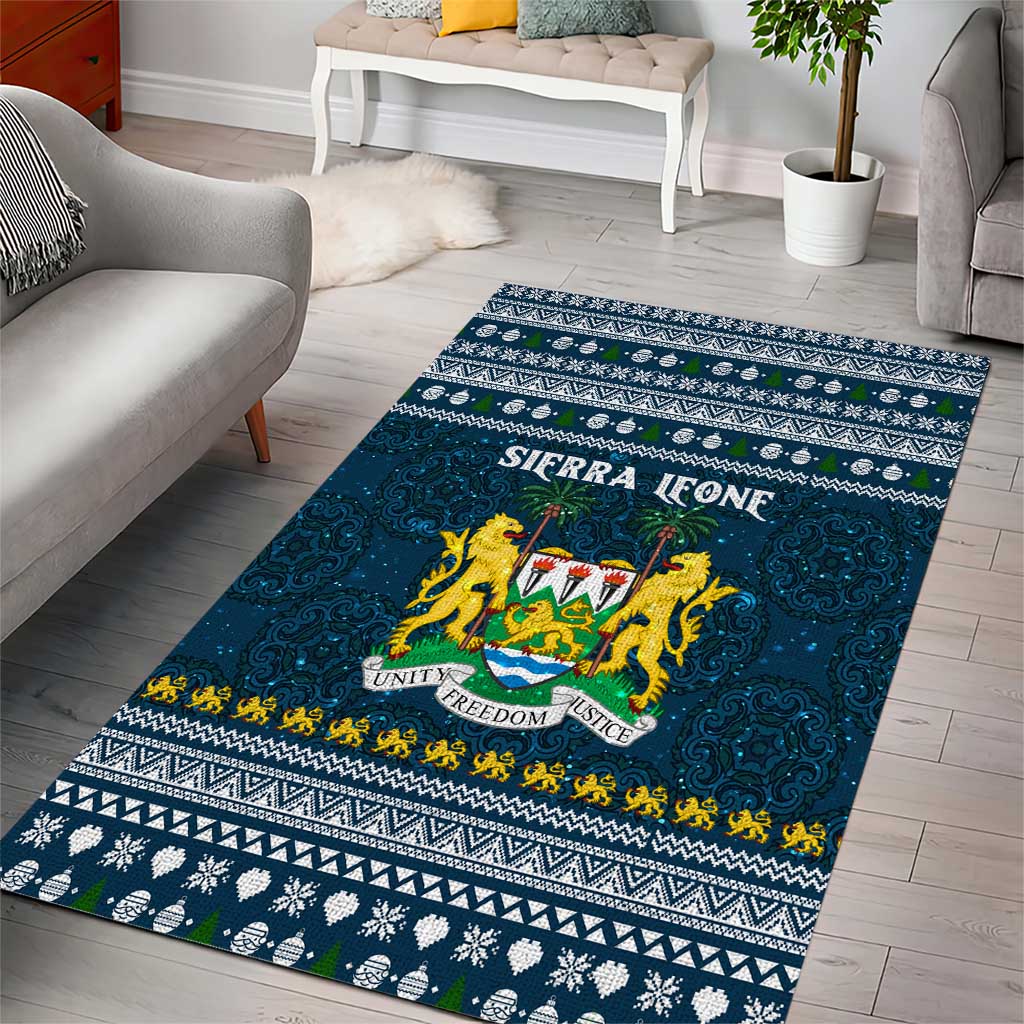 Sierra Leone Christmas Area Rug Ornamental Coat of Arms and Festive Motif - African Pride