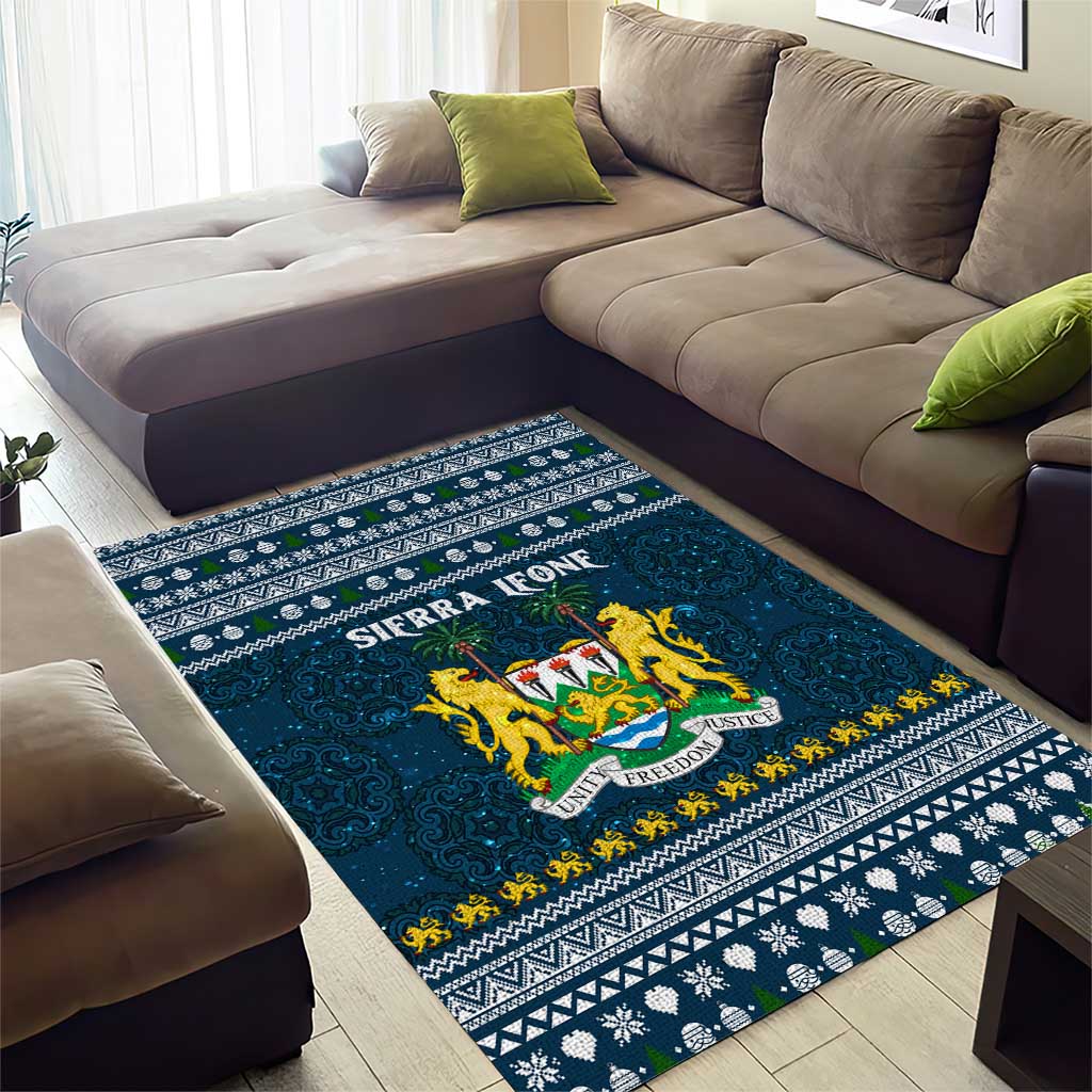 Sierra Leone Christmas Area Rug Ornamental Coat of Arms and Festive Motif - African Pride
