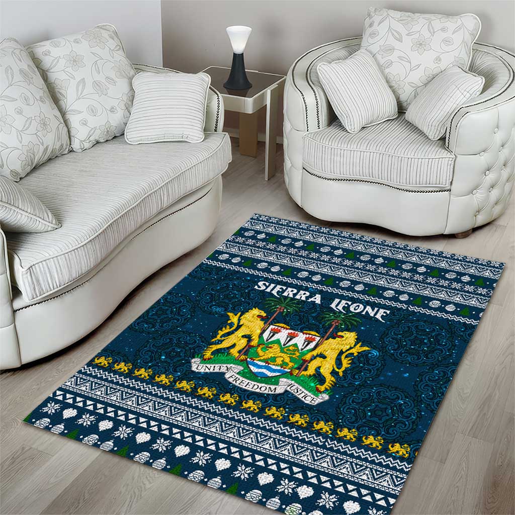 Sierra Leone Christmas Area Rug Ornamental Coat of Arms and Festive Motif - African Pride