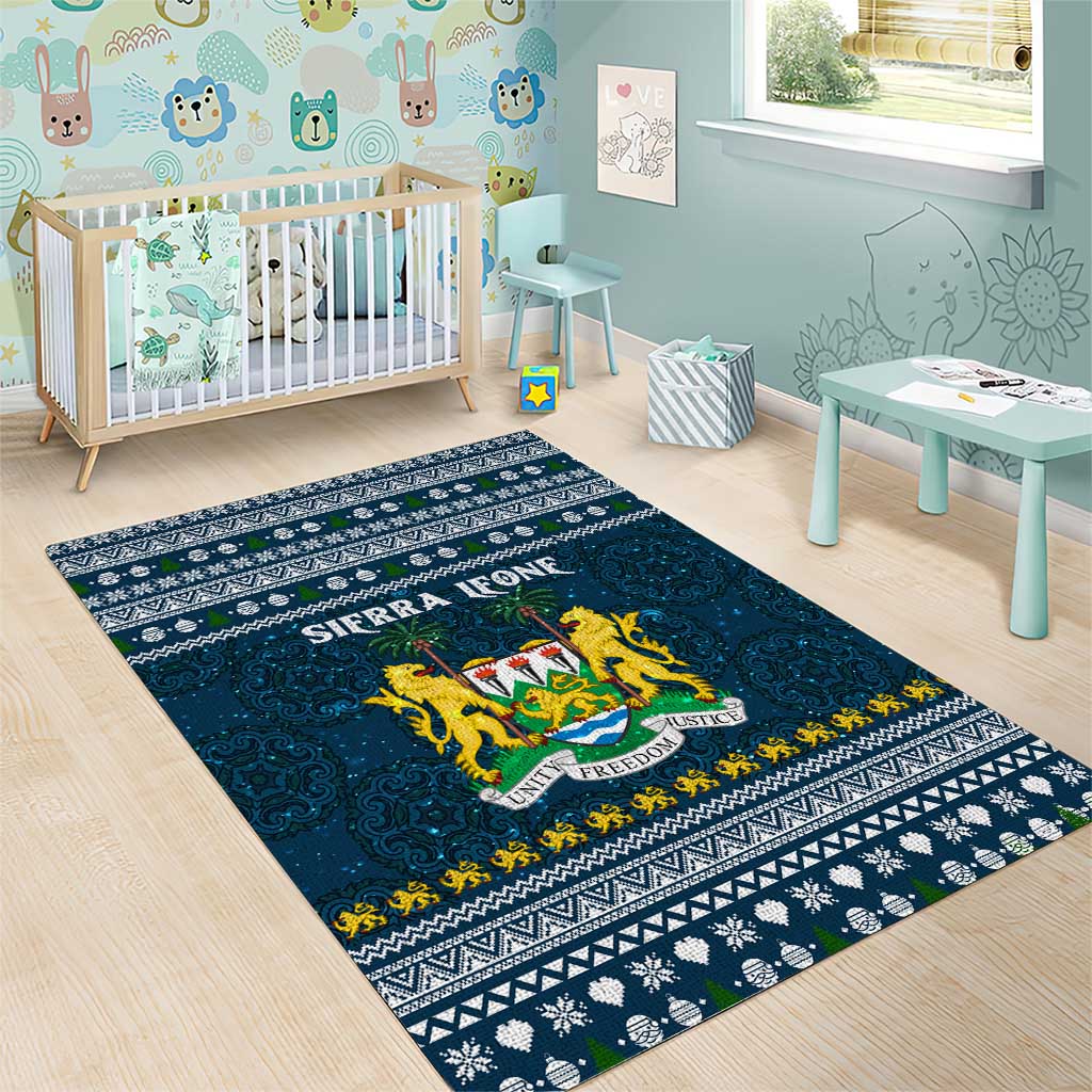 Sierra Leone Christmas Area Rug Ornamental Coat of Arms and Festive Motif - African Pride