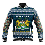 Sierra Leone Christmas Baseball Jacket Ornamental Coat of Arms and Festive Motif - African Pride