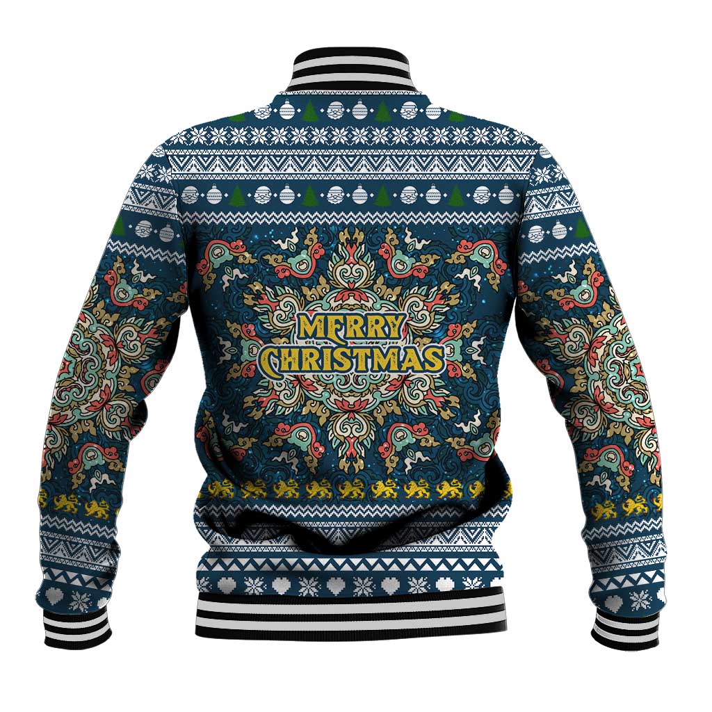 Sierra Leone Christmas Baseball Jacket Ornamental Coat of Arms and Festive Motif - African Pride