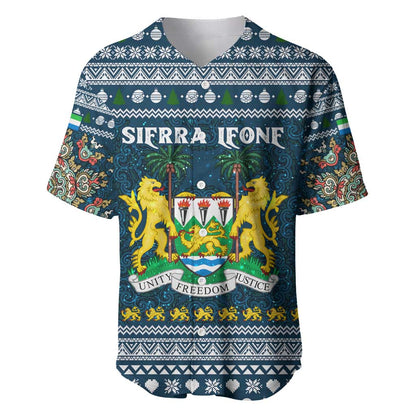 Sierra Leone Christmas Baseball Jersey Ornamental Coat of Arms and Festive Motif - African Pride