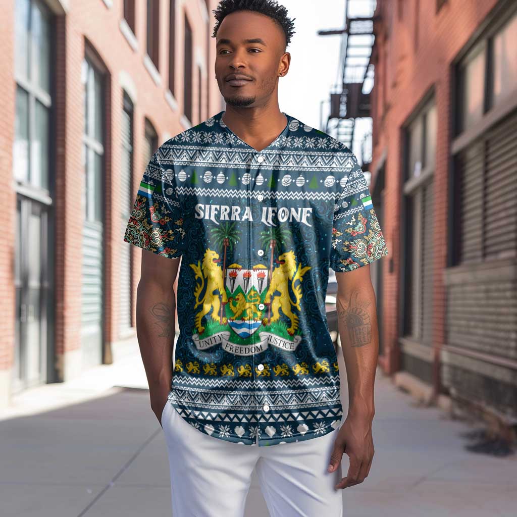 Sierra Leone Christmas Baseball Jersey Ornamental Coat of Arms and Festive Motif - African Pride