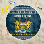 Sierra Leone Christmas Beach Blanket Ornamental Coat of Arms and Festive Motif - African Pride