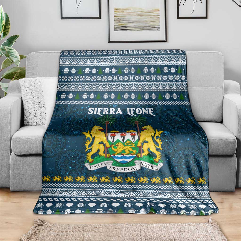 Sierra Leone Christmas Blanket Ornamental Coat of Arms and Festive Motif - African Pride