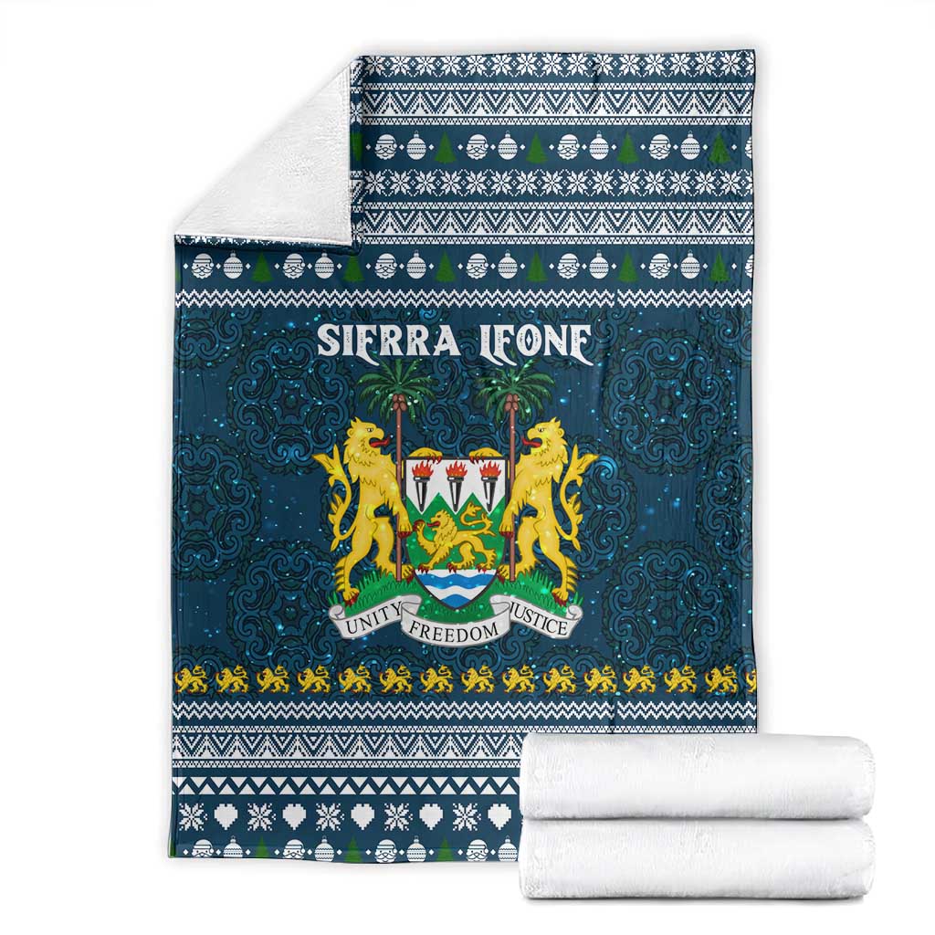Sierra Leone Christmas Blanket Ornamental Coat of Arms and Festive Motif - African Pride