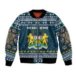Sierra Leone Christmas Bomber Jacket Ornamental Coat of Arms and Festive Motif - African Pride