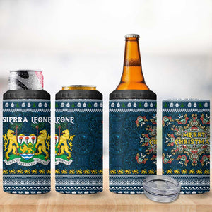 Sierra Leone Christmas 4 in 1 Can Cooler Tumbler Ornamental Coat of Arms and Festive Motif - African Pride