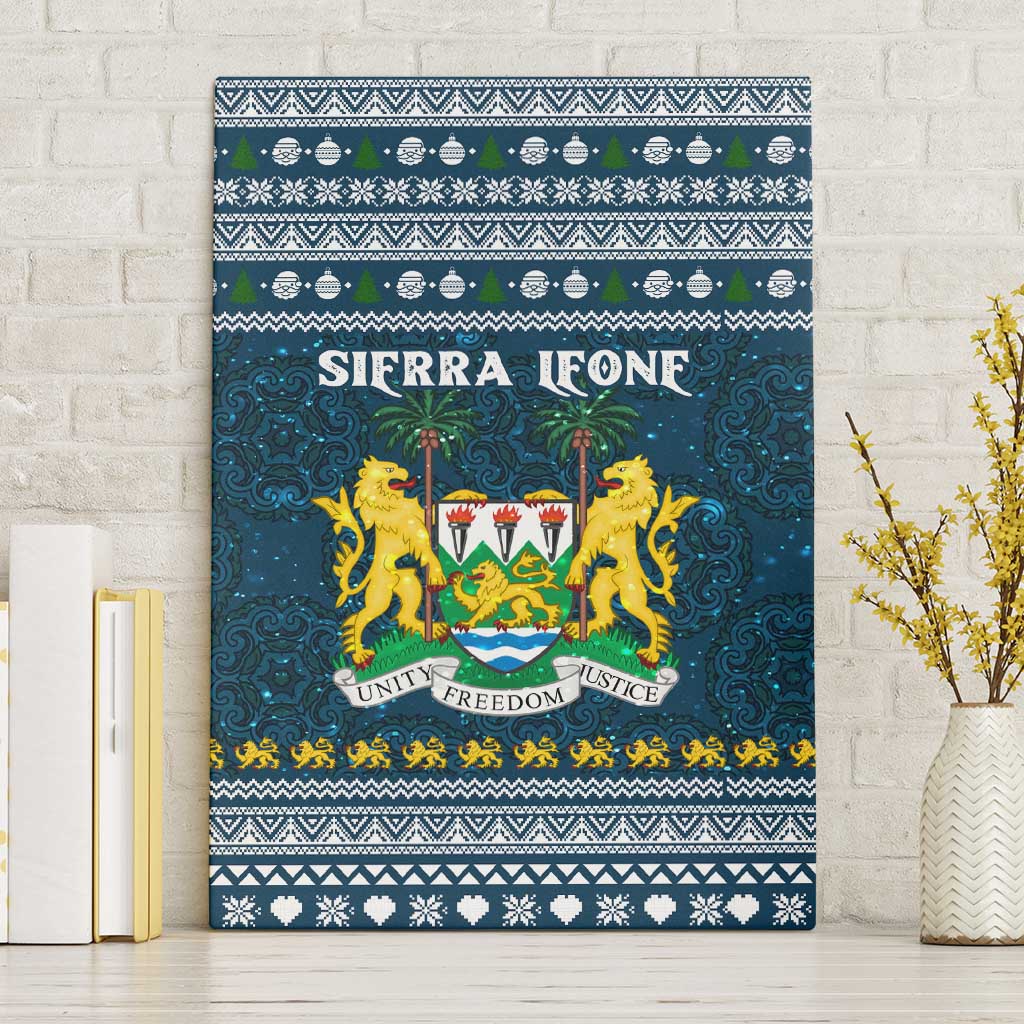 Sierra Leone Christmas Canvas Wall Art Ornamental Coat of Arms and Festive Motif - African Pride