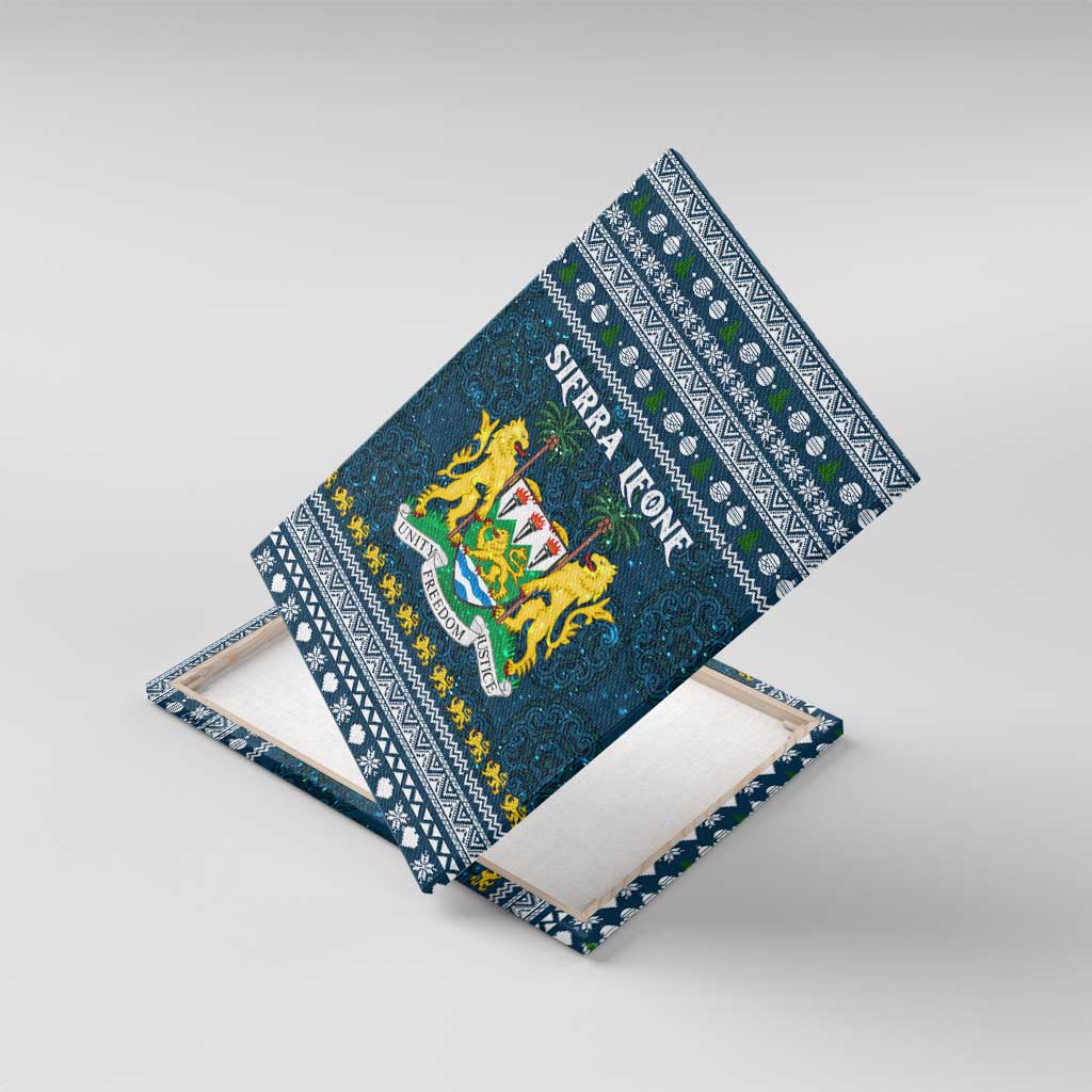 Sierra Leone Christmas Canvas Wall Art Ornamental Coat of Arms and Festive Motif - African Pride