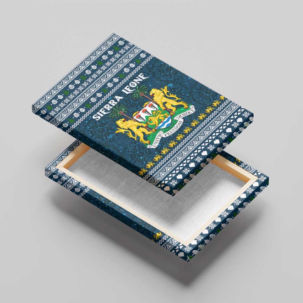 Sierra Leone Christmas Canvas Wall Art Ornamental Coat of Arms and Festive Motif - African Pride