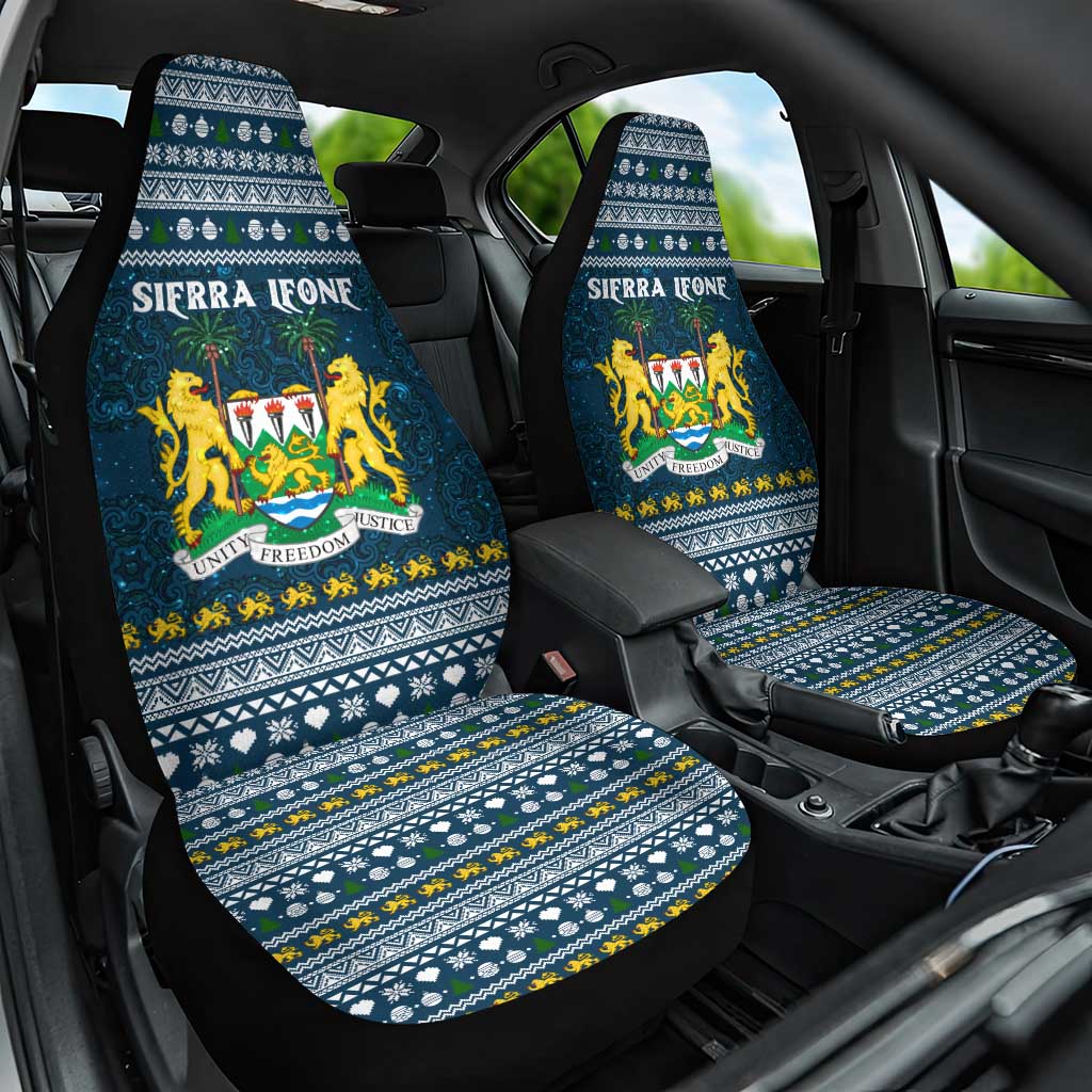 Sierra Leone Christmas Car Seat Cover Ornamental Coat of Arms and Festive Motif - African Pride