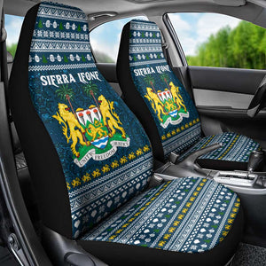 Sierra Leone Christmas Car Seat Cover Ornamental Coat of Arms and Festive Motif - African Pride
