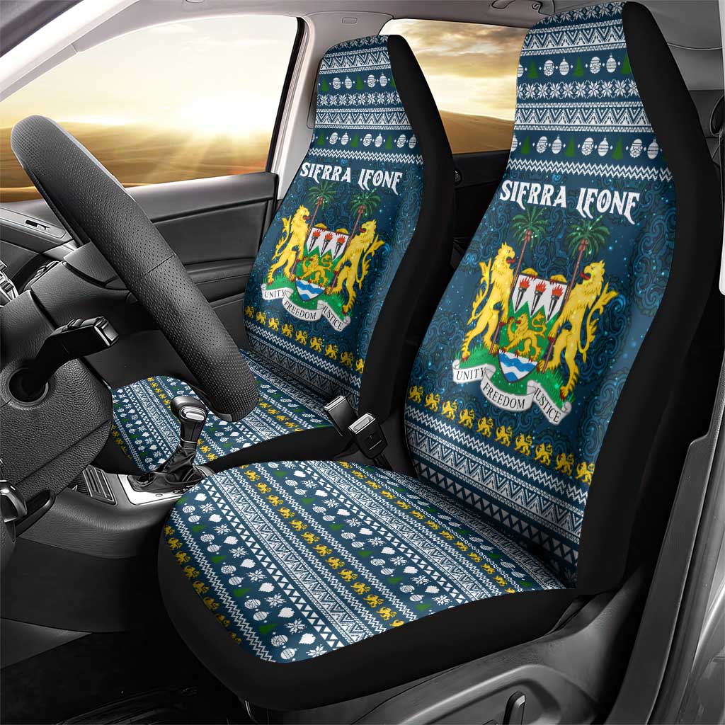 Sierra Leone Christmas Car Seat Cover Ornamental Coat of Arms and Festive Motif - African Pride
