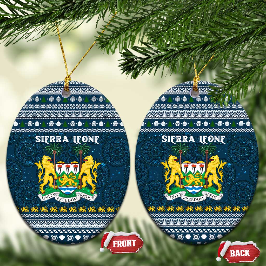 Sierra Leone Christmas Ceramic Ornament Ornamental Coat of Arms and Festive Motif - African Pride