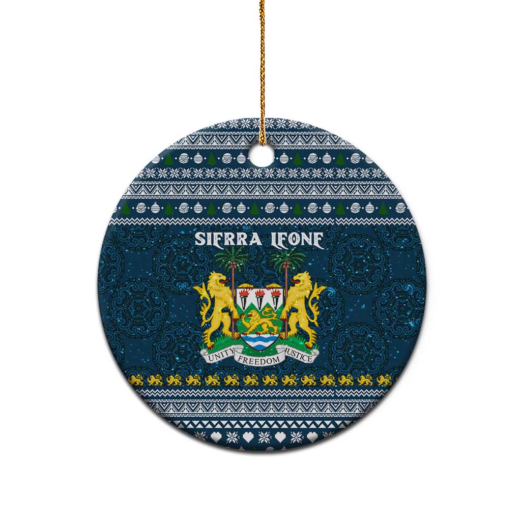 Sierra Leone Christmas Ceramic Ornament Ornamental Coat of Arms and Festive Motif - African Pride