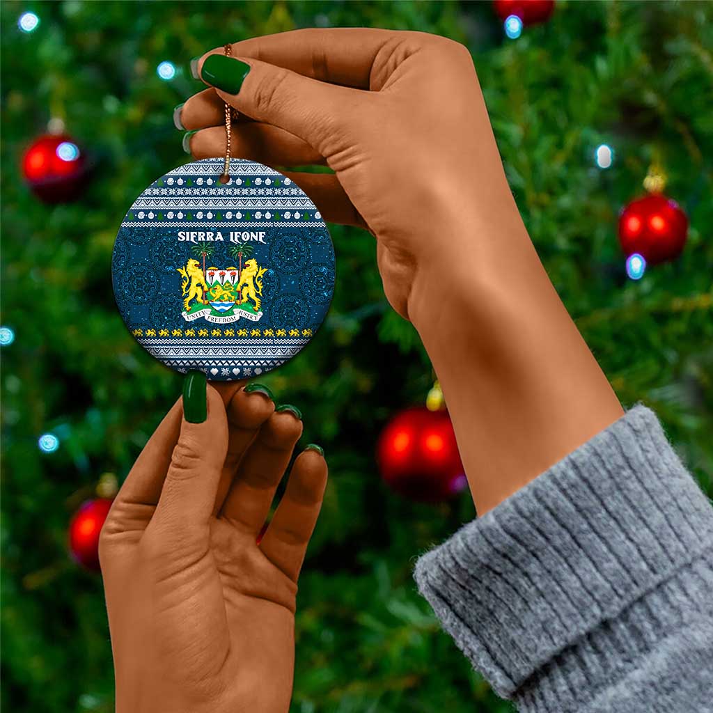Sierra Leone Christmas Ceramic Ornament Ornamental Coat of Arms and Festive Motif - African Pride
