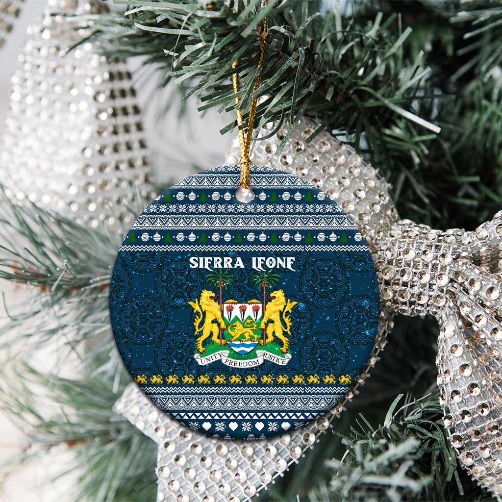 Sierra Leone Christmas Ceramic Ornament Ornamental Coat of Arms and Festive Motif - African Pride
