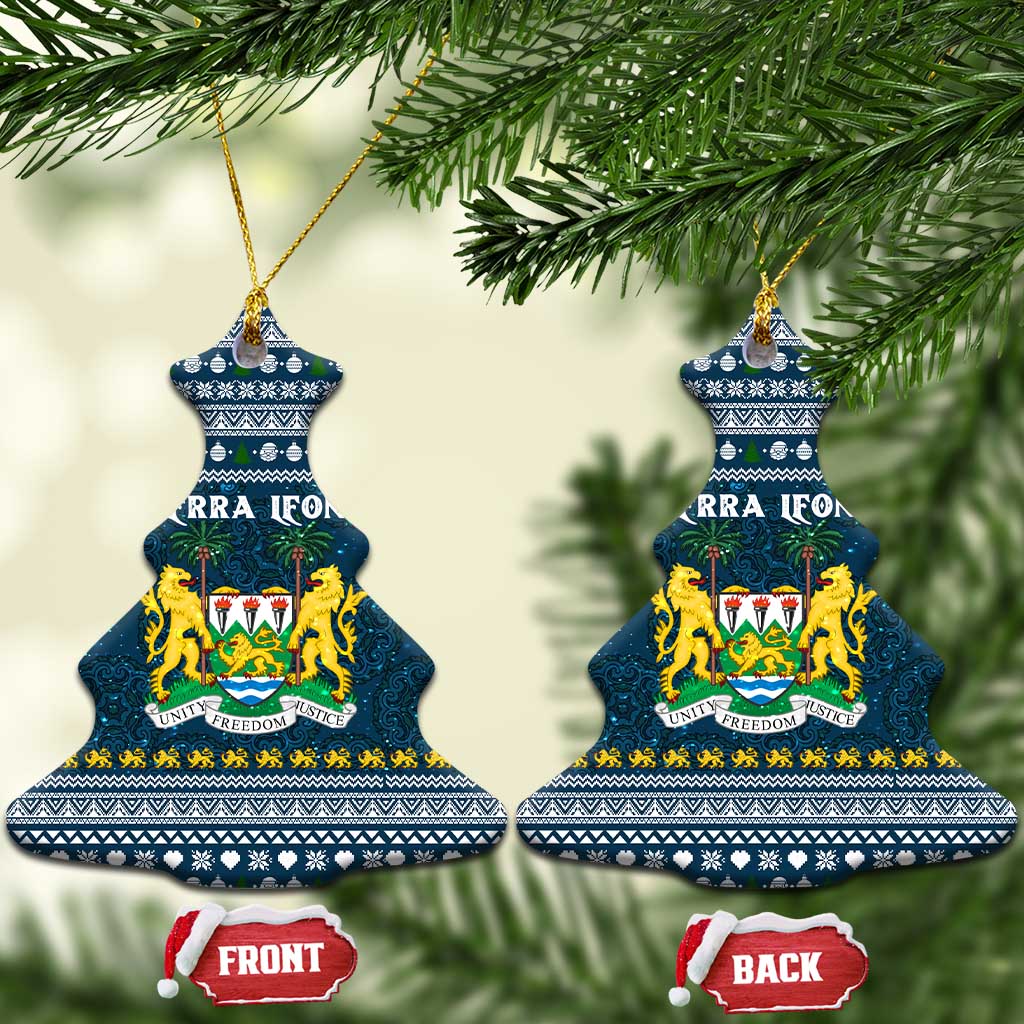 Sierra Leone Christmas Ceramic Ornament Ornamental Coat of Arms and Festive Motif - African Pride