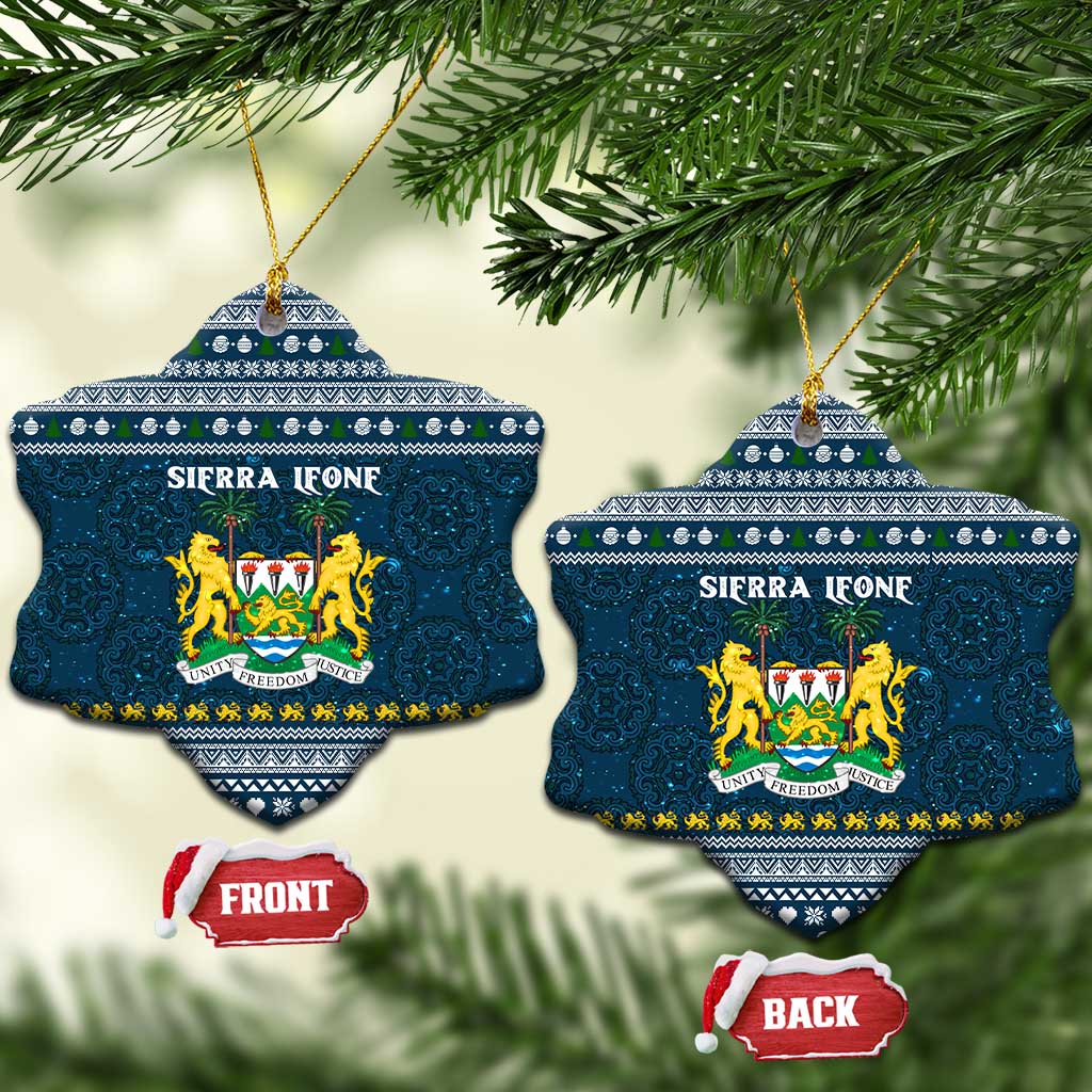 Sierra Leone Christmas Ceramic Ornament Ornamental Coat of Arms and Festive Motif - African Pride