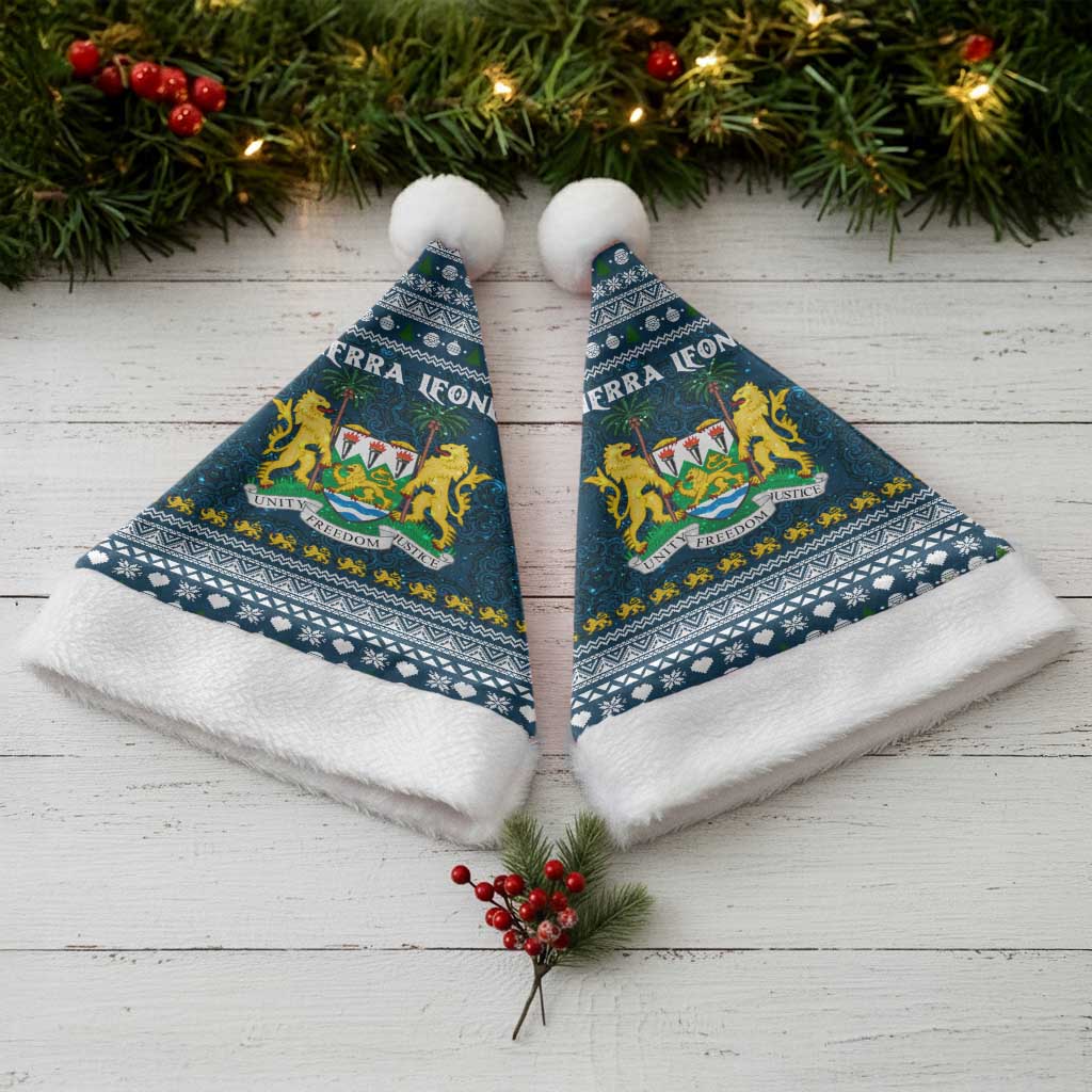 Sierra Leone Christmas Santa Hat Ornamental Coat of Arms and Festive Motif - African Pride