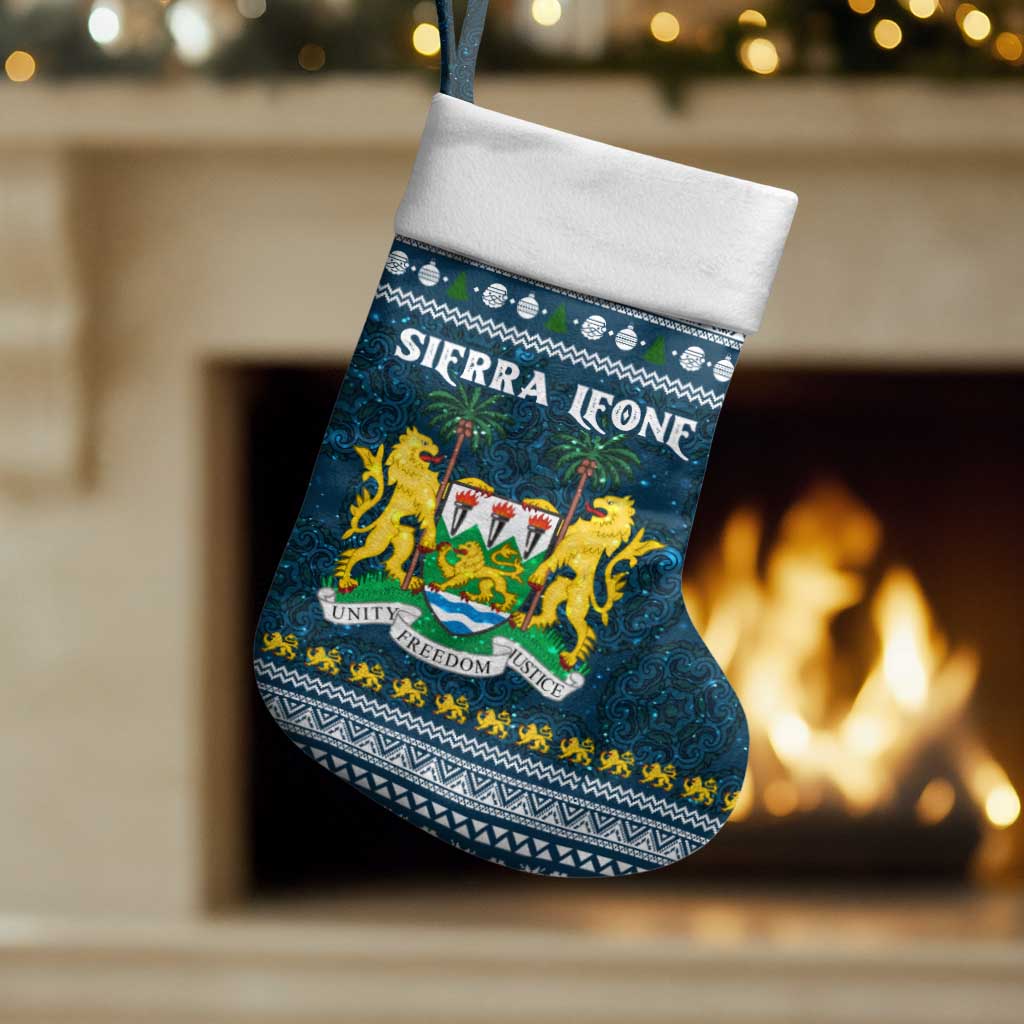 Sierra Leone Christmas Stocking Ornamental Coat of Arms and Festive Motif - African Pride
