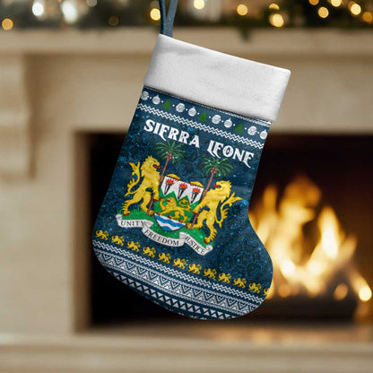 Sierra Leone Christmas Stocking Ornamental Coat of Arms and Festive Motif - African Pride