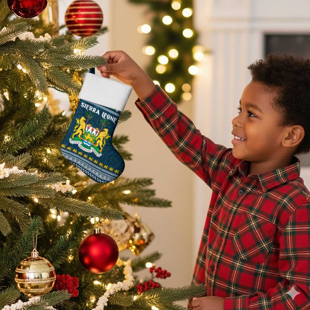Sierra Leone Christmas Stocking Ornamental Coat of Arms and Festive Motif - African Pride