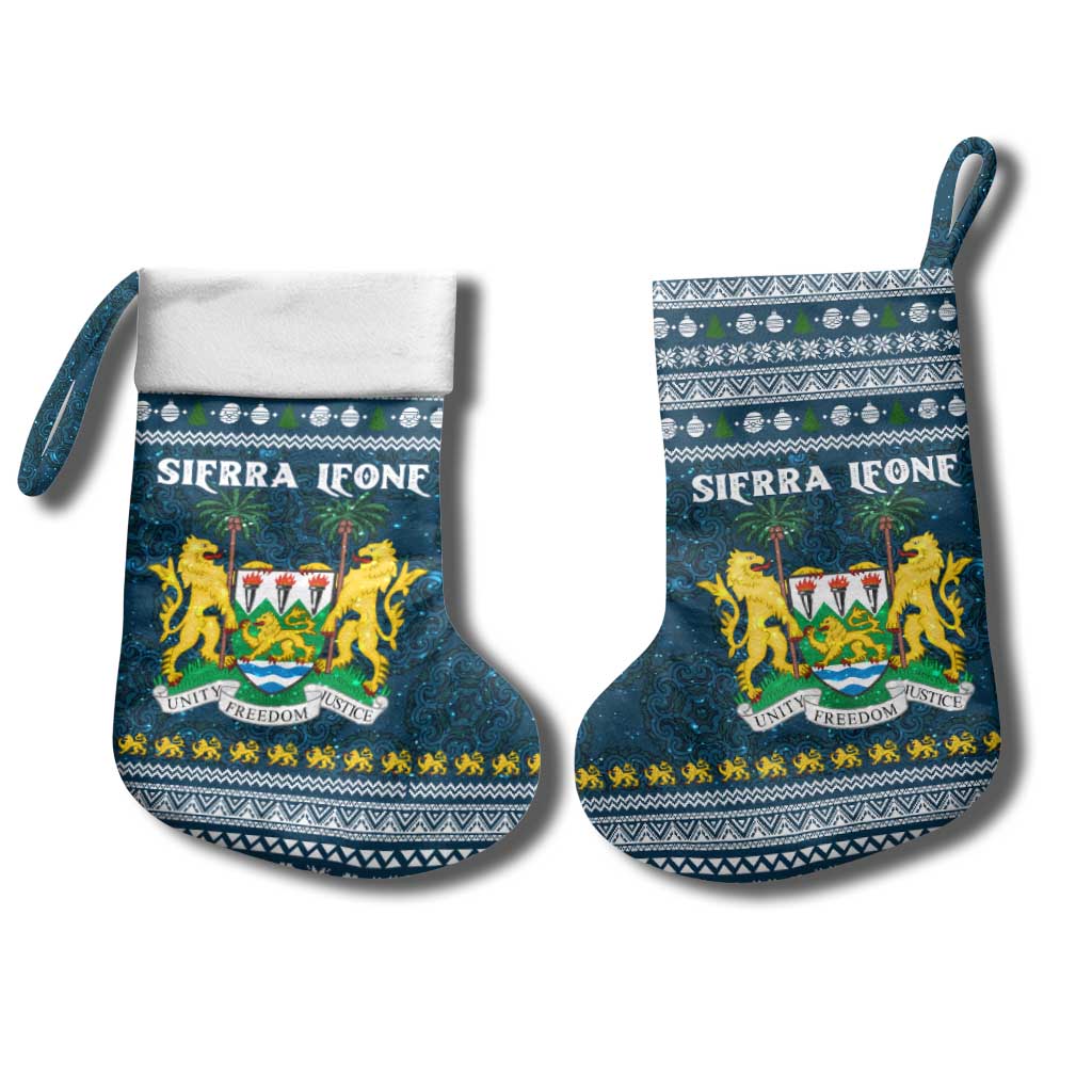 Sierra Leone Christmas Stocking Ornamental Coat of Arms and Festive Motif - African Pride