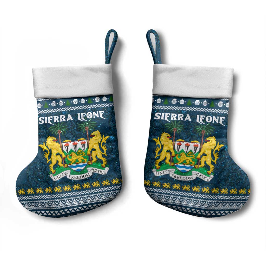 Sierra Leone Christmas Stocking Ornamental Coat of Arms and Festive Motif - African Pride