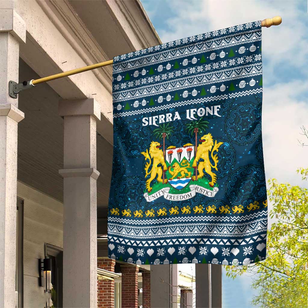 Sierra Leone Christmas Garden Flag Ornamental Coat of Arms and Festive Motif - African Pride