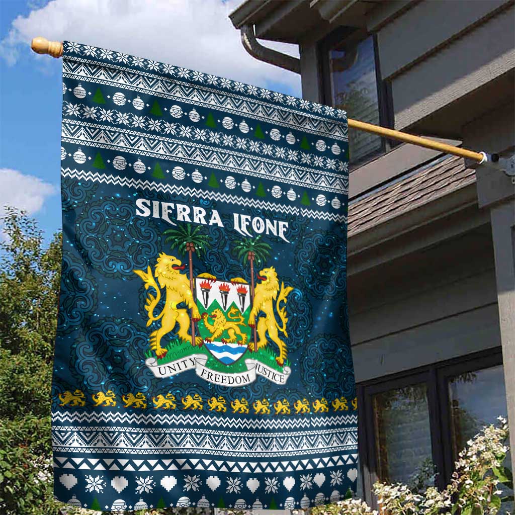 Sierra Leone Christmas Garden Flag Ornamental Coat of Arms and Festive Motif - African Pride