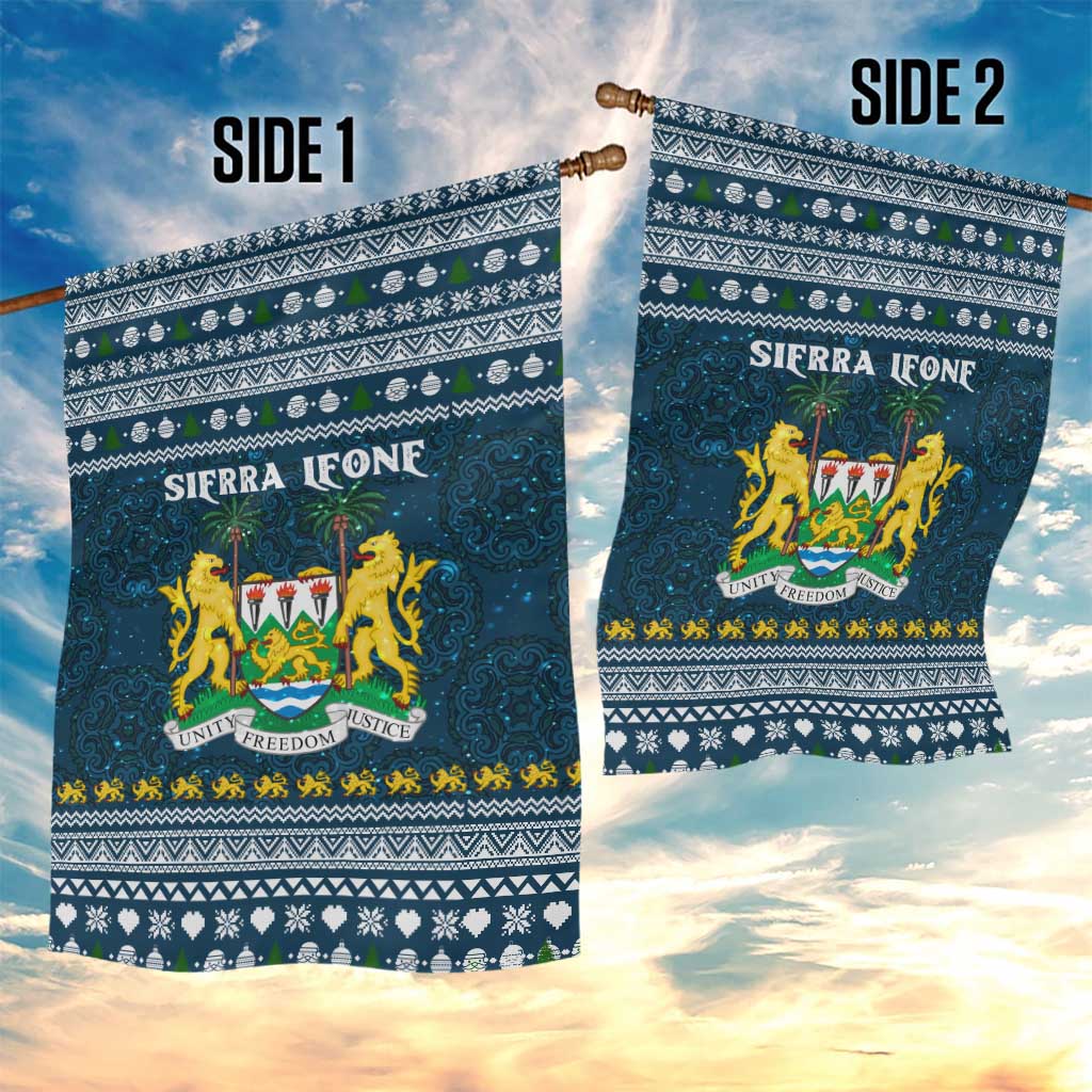 Sierra Leone Christmas Garden Flag Ornamental Coat of Arms and Festive Motif - African Pride