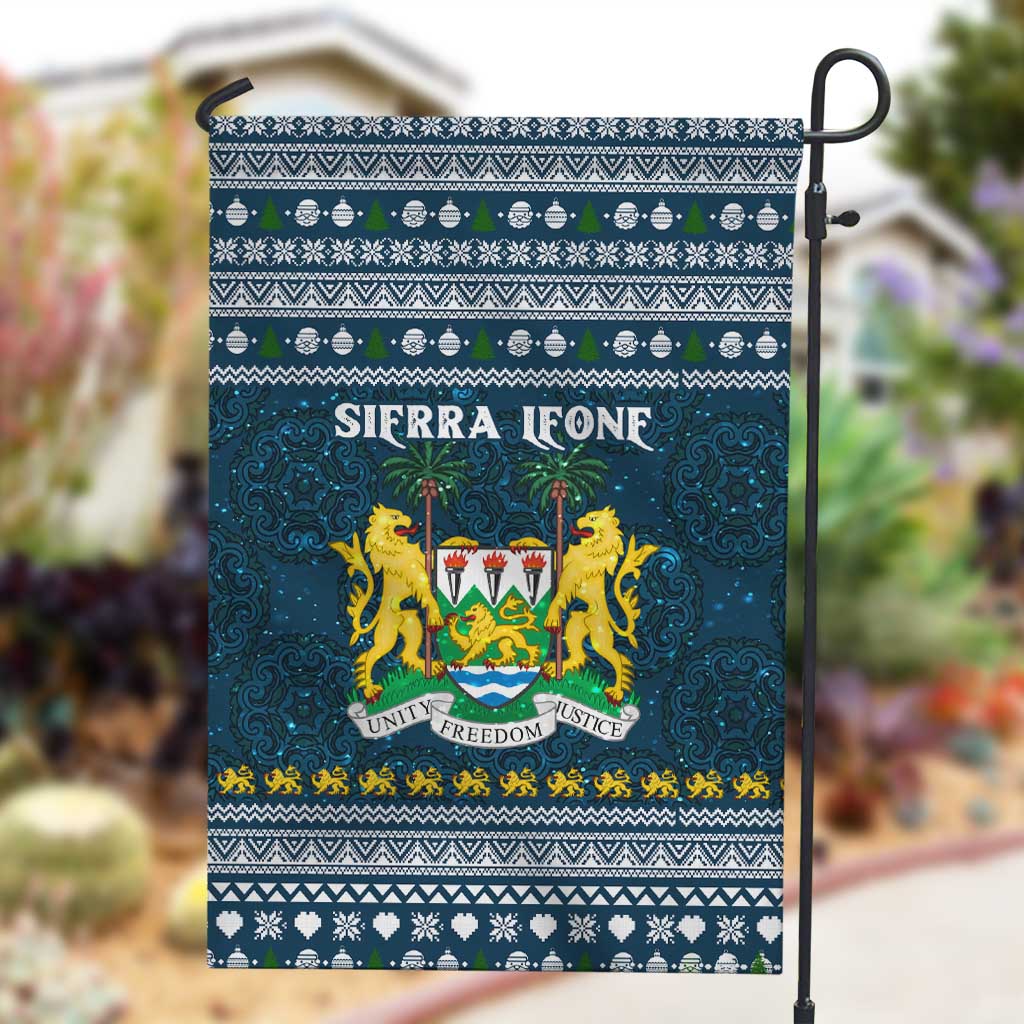 Sierra Leone Christmas Garden Flag Ornamental Coat of Arms and Festive Motif - African Pride