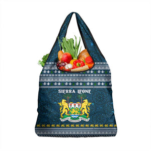 Sierra Leone Christmas Grocery Bag Ornamental Coat of Arms and Festive Motif - African Pride