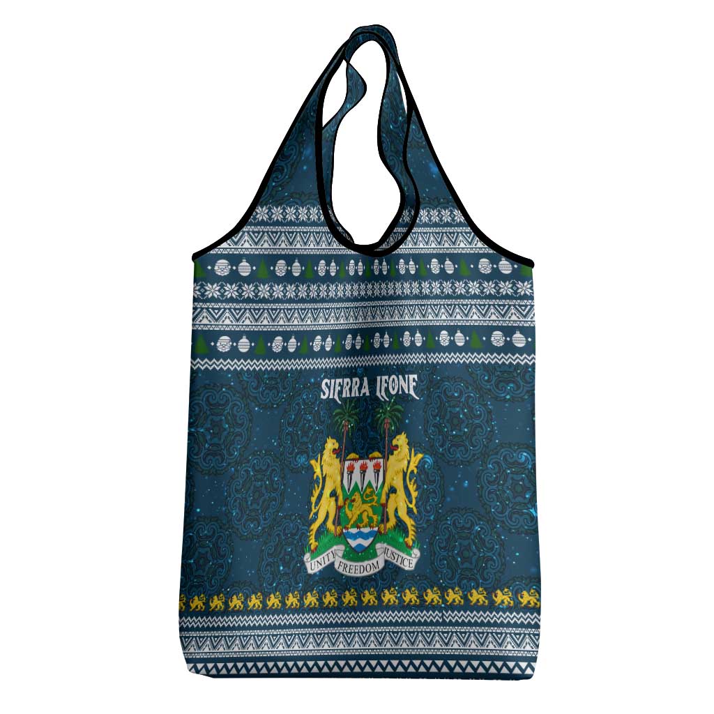 Sierra Leone Christmas Grocery Bag Ornamental Coat of Arms and Festive Motif - African Pride