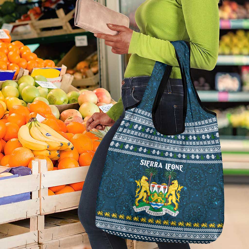 Sierra Leone Christmas Grocery Bag Ornamental Coat of Arms and Festive Motif - African Pride