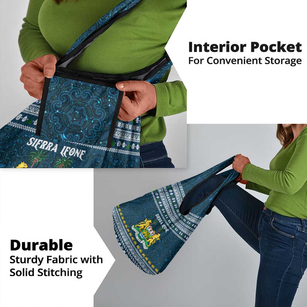 Sierra Leone Christmas Grocery Bag Ornamental Coat of Arms and Festive Motif - African Pride