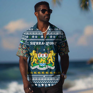 Sierra Leone Christmas Hawaiian Shirt Ornamental Coat of Arms and Festive Motif - African Pride